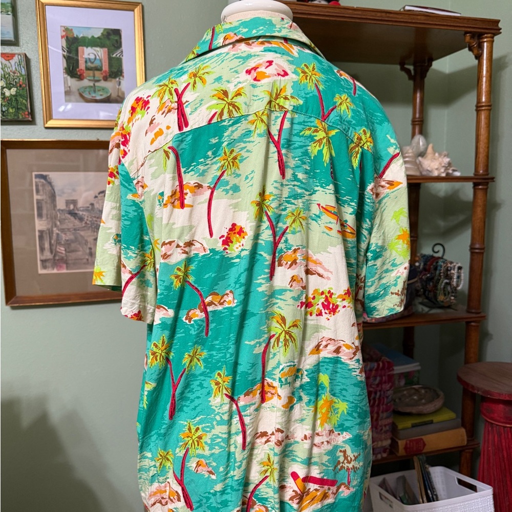 Vibrant Tropical Print Button Down Shirt - Picture 2 of 4